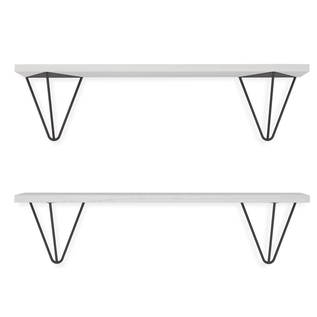 Wallniture Colmar 24" Bathroom Wall Shelf Over The Toilet Storage Organizer Laundry Room Floating Shelves, White, Set of 2
