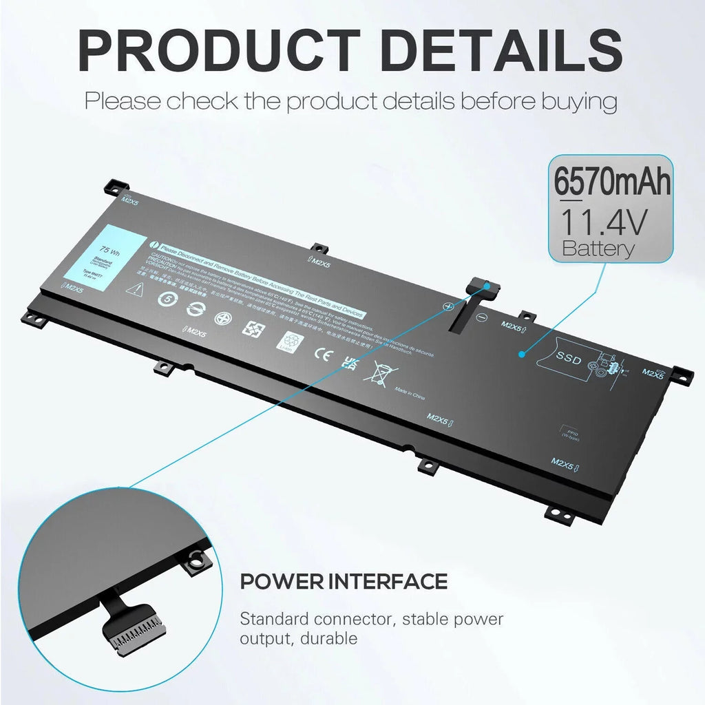 New 0TMFYT 8N0T7 Laptop Battery For  XPS 15 9575 P73F Precision 5530 2-in-1