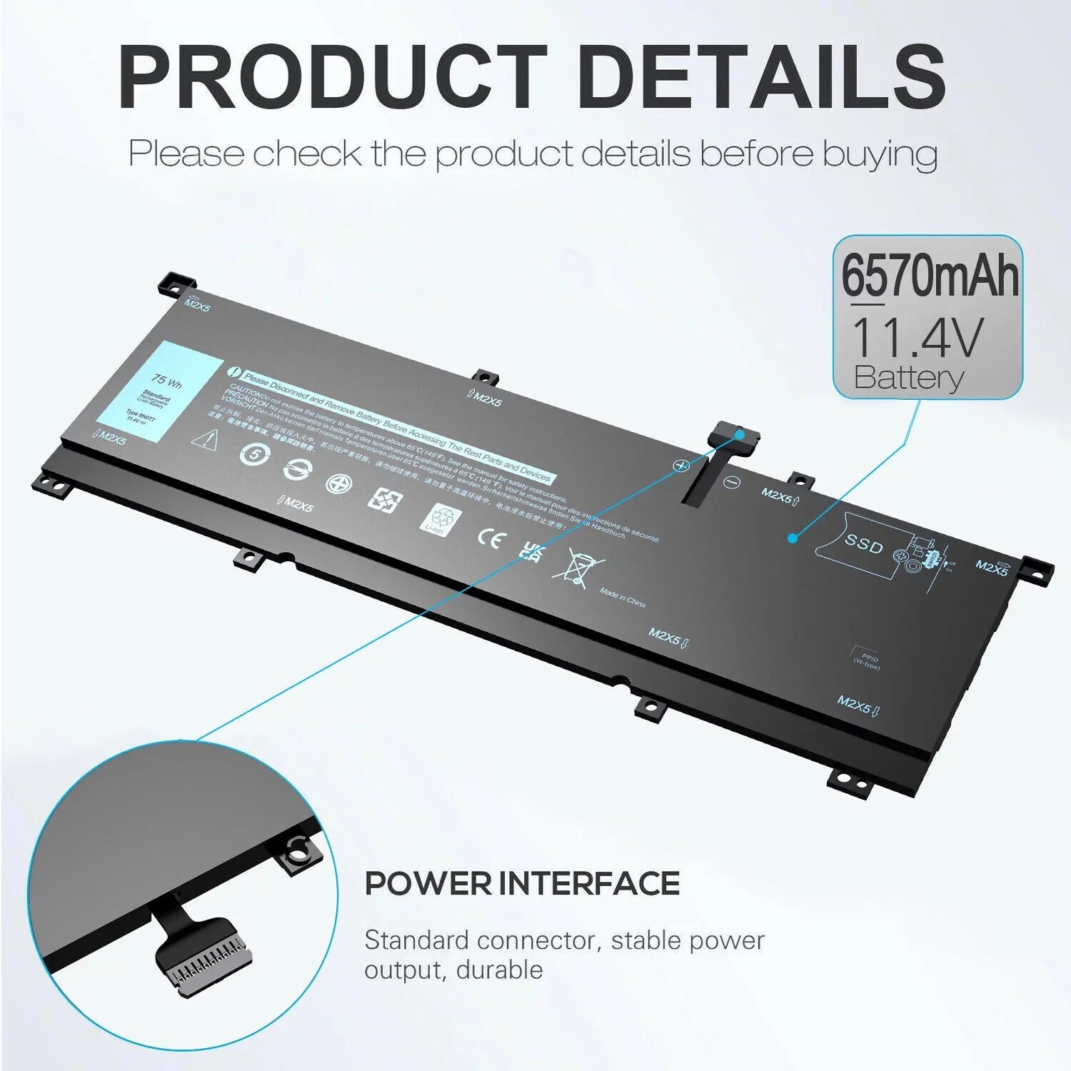 New 0TMFYT 8N0T7 Laptop Battery For  XPS 15 9575 P73F Precision 5530 2-in-1