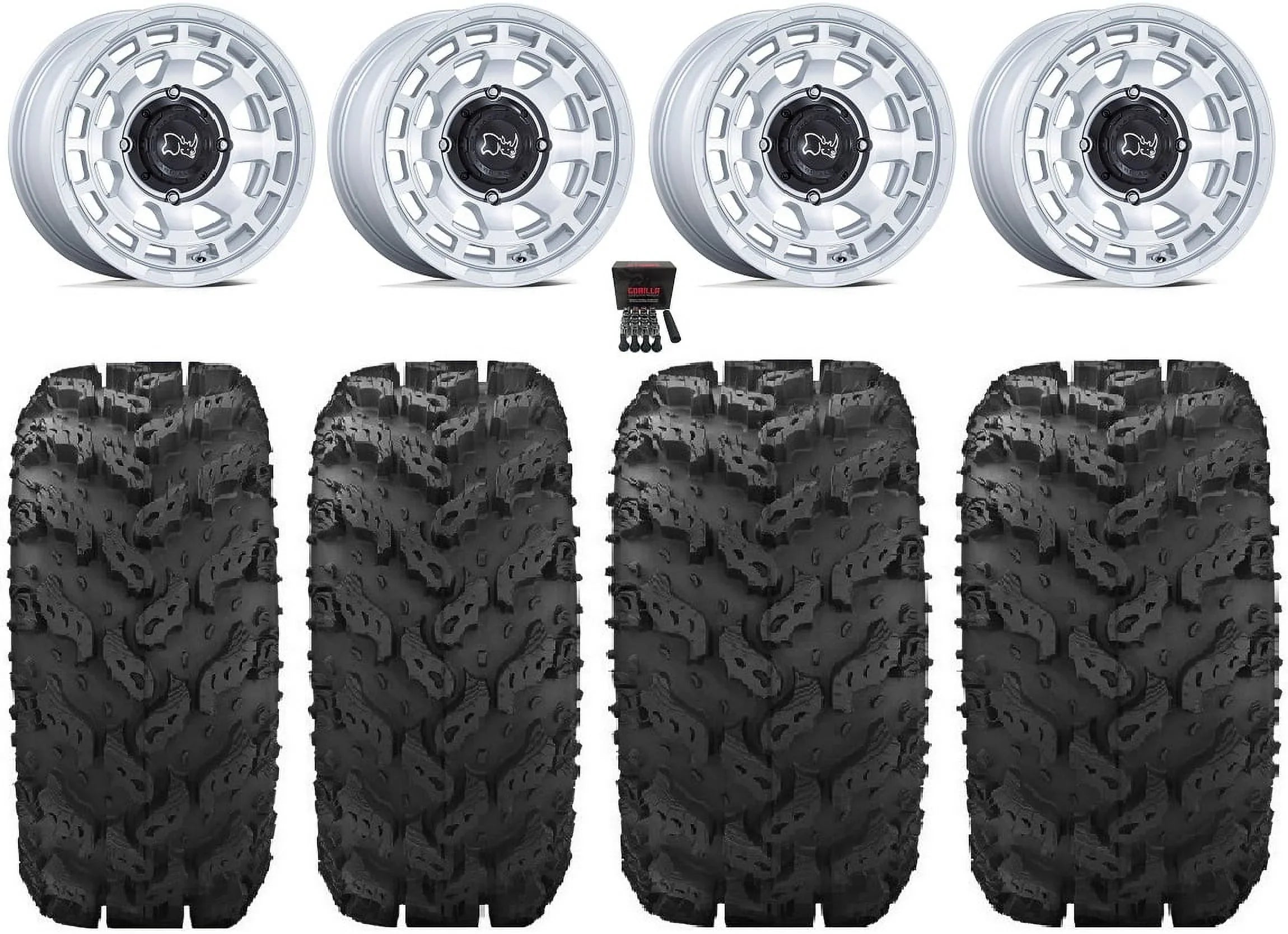 Black Rhino Chamber 14" Wheels Si 27" Reptile Tires Kawasaki Mule Pro FXT