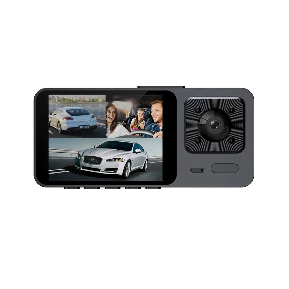 JLLOM 1080P 3 Lens HD Dual Lens Car Dash Cam Front/Rear/Inside Video Recorder Camera G-sensor
