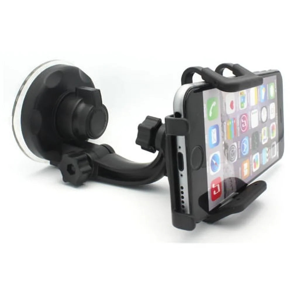 Car Mount Windshield Phone Holder Swivel Cradle Window Rotating Dock Suction Black D8 for Motorola Droid Turbo 2, Moto Z Droid Force Droid -  Galaxy J3 J5 J7, Note 4 5, S5 S6 Edge Edge+ S7