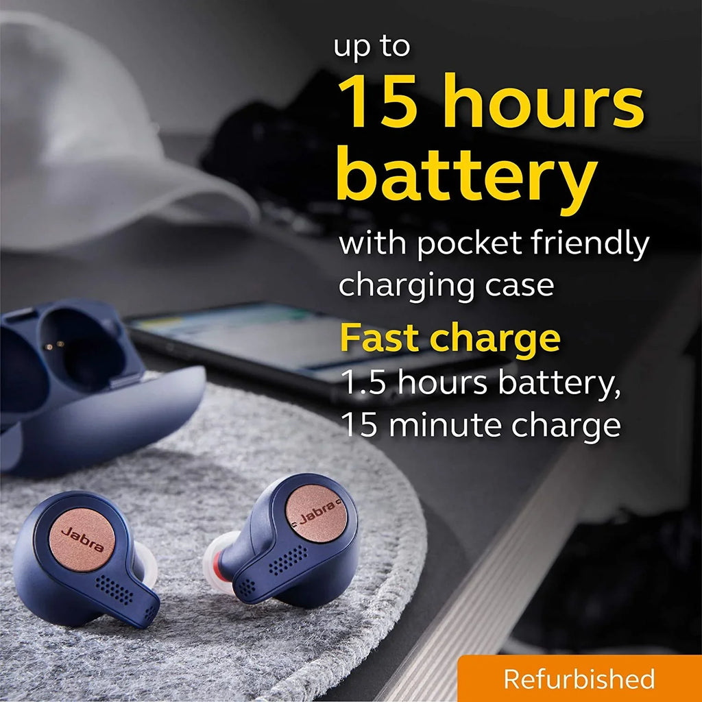 Restored Jabra Elite Active 65t - True wireless earphones with mic - in-ear - Bluetooth - blue/copper (Refurbished)