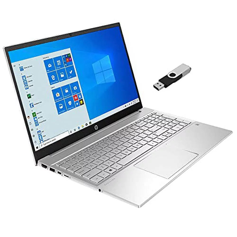 2021  Pavilion 15.6in FHD Touchscreen Laptop 11th Gen 4-Core  i5-1135G7 16GB DDR4 512GB NVMe SSD Iris Xe Graphics Backlit Keyboard Windows 10 Home w/ RATZK 32GB USB Natural Silver 15-EG0053CL