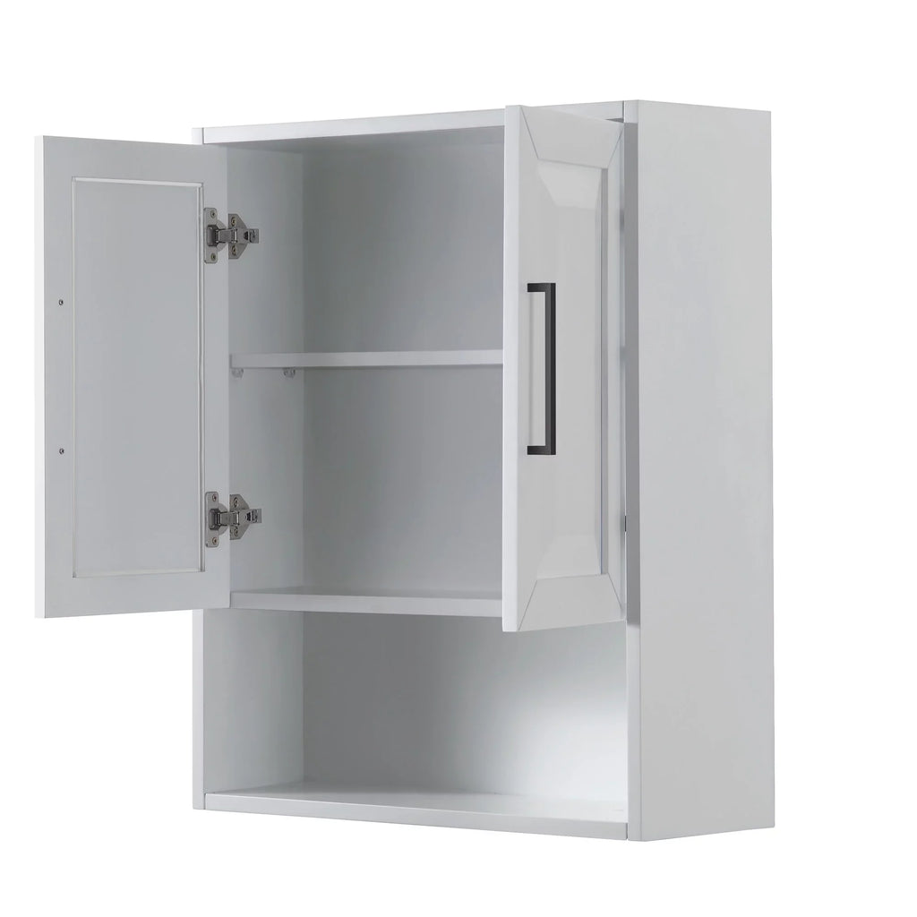 Wyndham Collection  Dark Blue Daria Over-the-Toilet Bathroom Wall-Mounted Storage Cabinet with Matte Black Trim