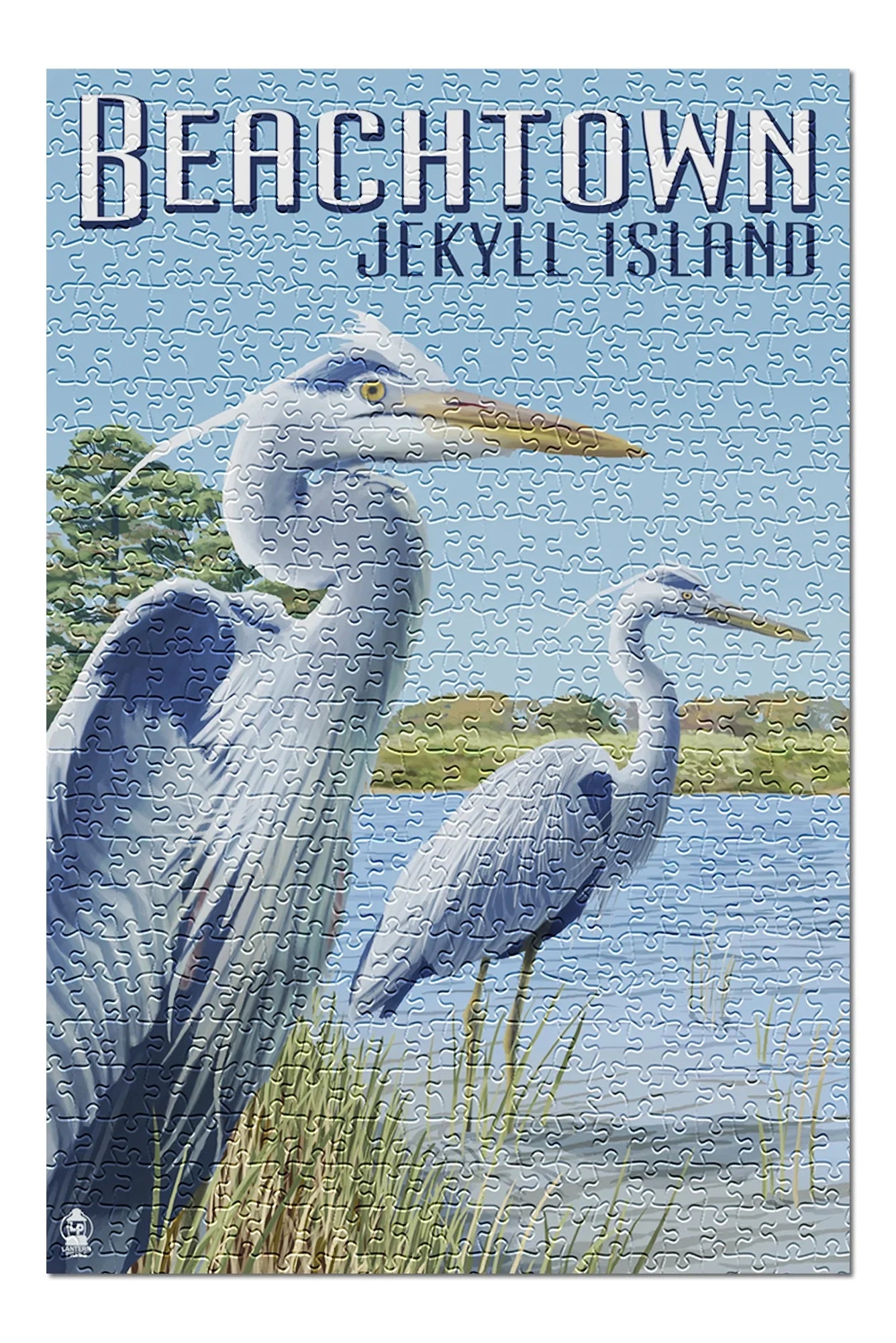 Beachtown, Jekyll Island, Georgia, Blue Herons (19x27 inches, Premium 500 Piece Jigsaw Puzzle for Adults and Family, Made in USA)