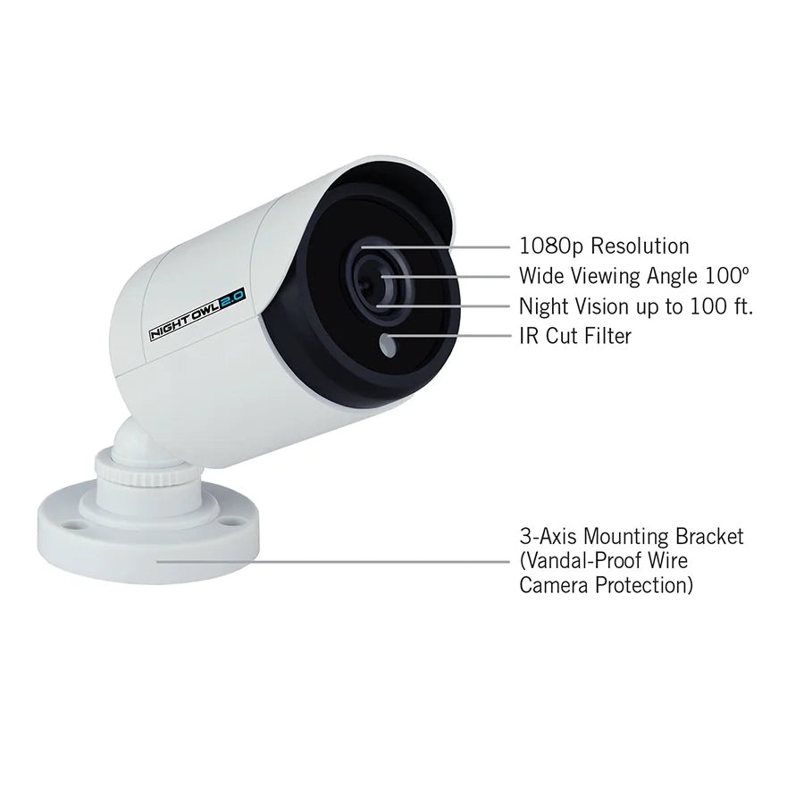 Night Owl 4 Channel 1080p DVR with 4 x 1080p Cameras and 1 TB HDD