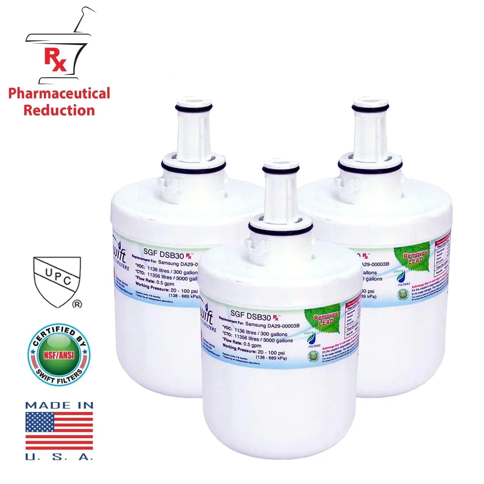 Swift Green Filters SGF-DSB30 Rx Pharmaceutical Replacement for  DA2900003G Refrigerators moisture Filters(Pack of 3)