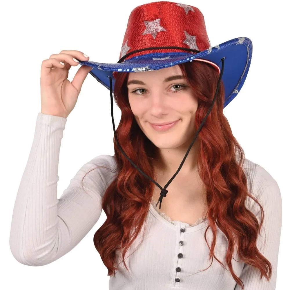 Sequined Patriotic Cowboy Hat