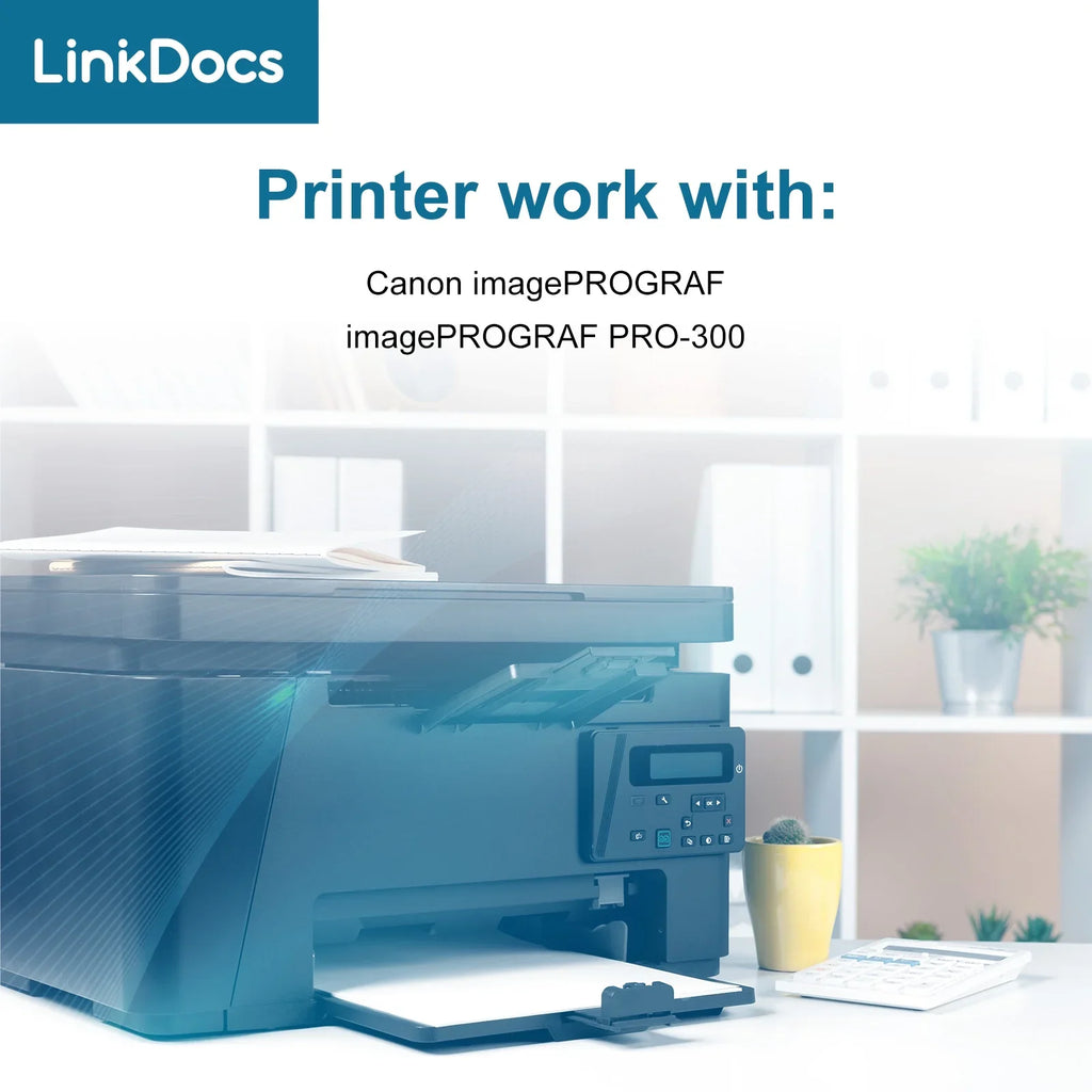LinkDocs appropriate PFI120 PFI-120 Matte Black Ink Cartridges Replacement for  PFI120 PFI-120 PFI-120MBK Work for  ImagePROGRAF IPF TM-200 TM-205 TM-300 TM-305 and GP-200 GP-300 Printer