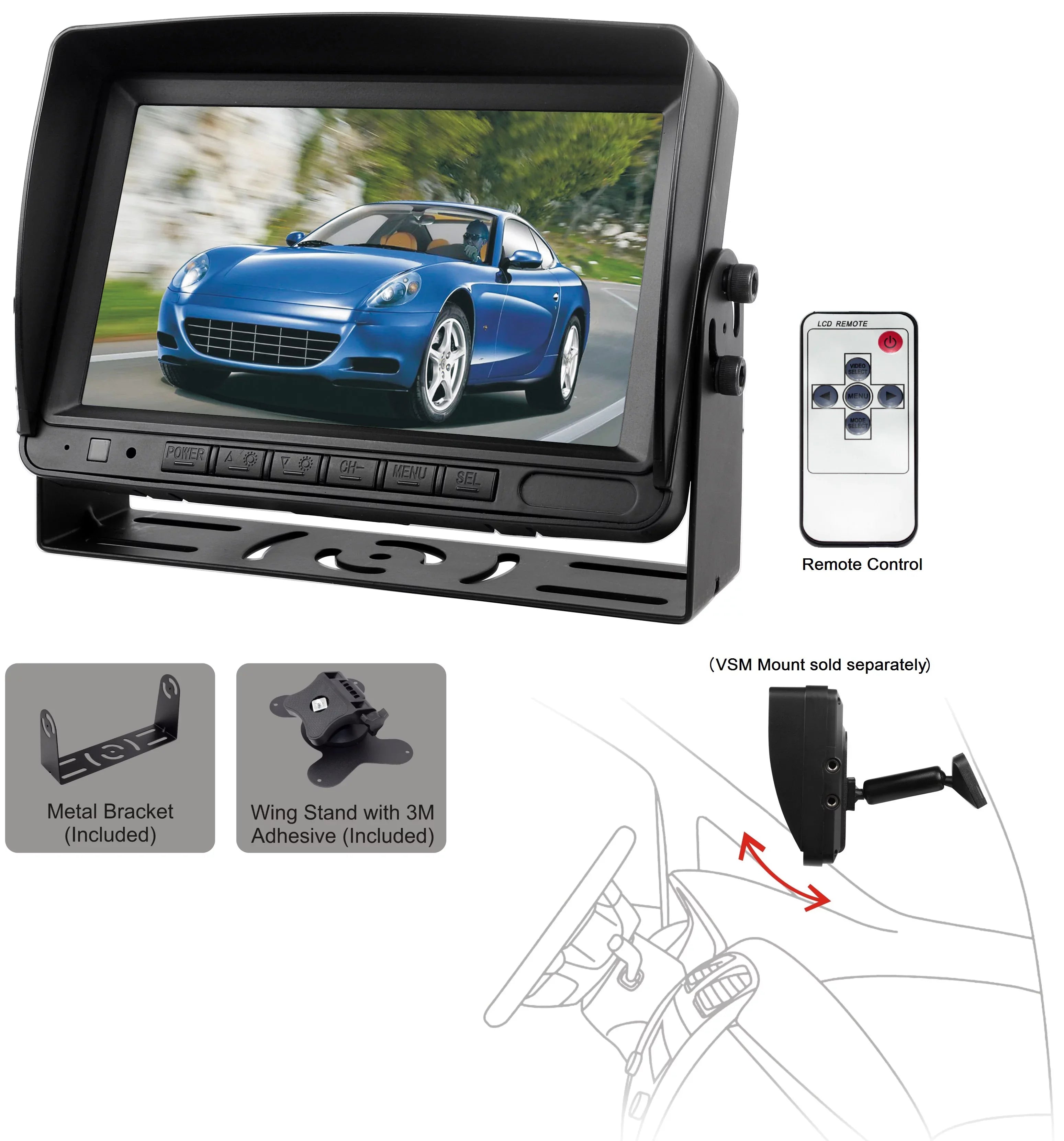 Rydeen M7000P Stand-Alone 7" Backup Monitor