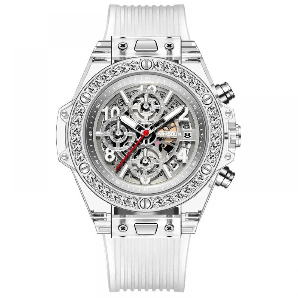 Jinshidun Brand Diamond-Embedded Transparent Quartz Watch Waterproof Net Red Watch Men's Lady Couple Watch Fashion Best-Seller on Douyin