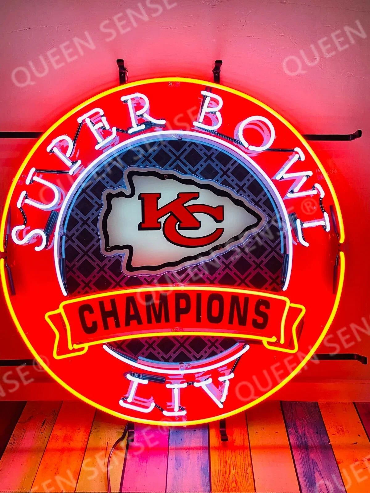 Queen Sense 24"x24" For Kansas Citys Sports Team Chiefs Champions Liv Neon Sign HD Vivid Printing Handmade Artwork Neon Light 124KCCSBCVVD