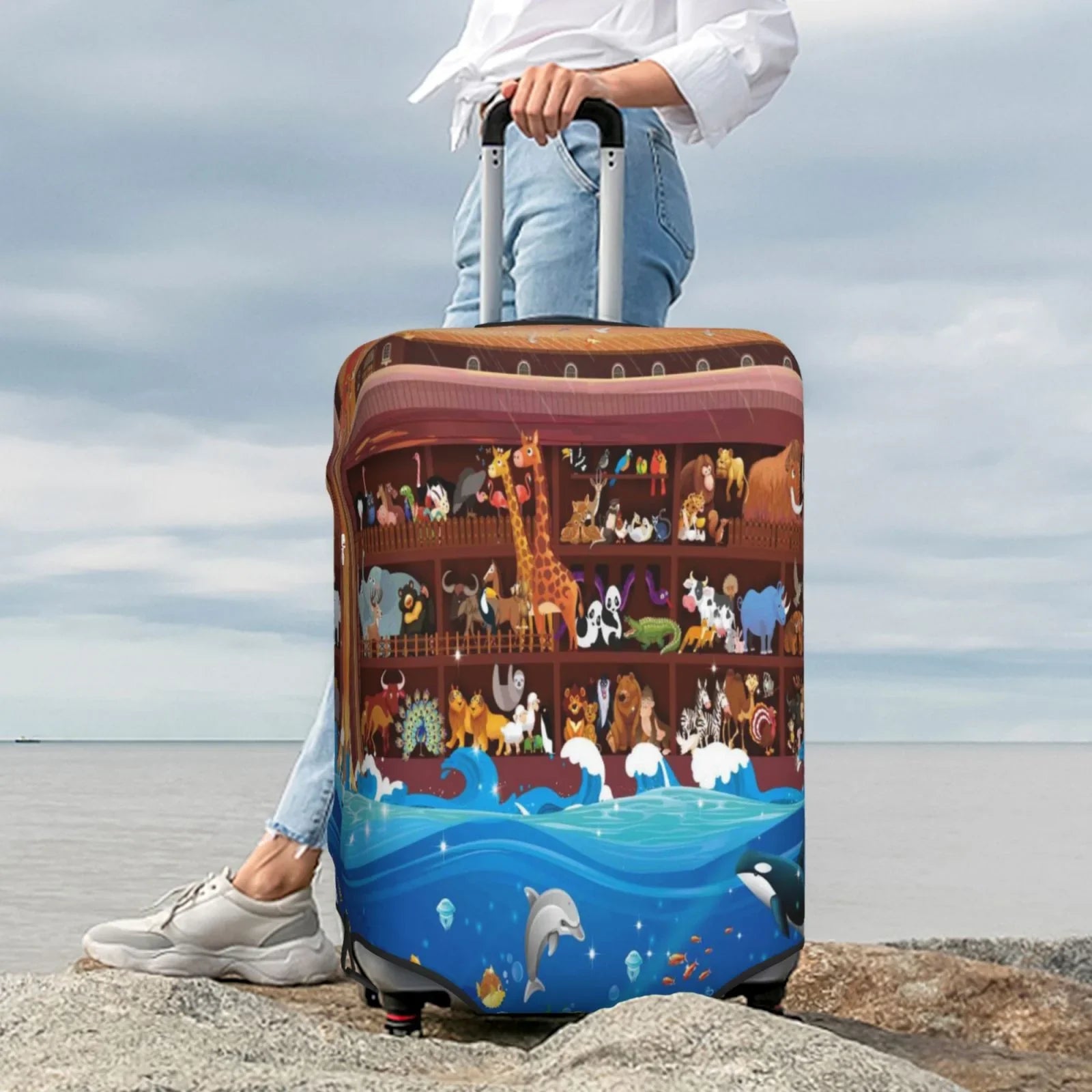 Junzan Animals On Noah'S Ark2 Print Washable Luggage shield - Fashion Suitcase Protector Fits 18-32 Inch Luggage