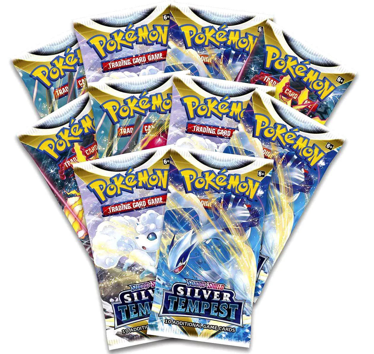 Pokemon Trading Card Game Sword & Shield Silver Tempest LOT of 10 Booster Packs