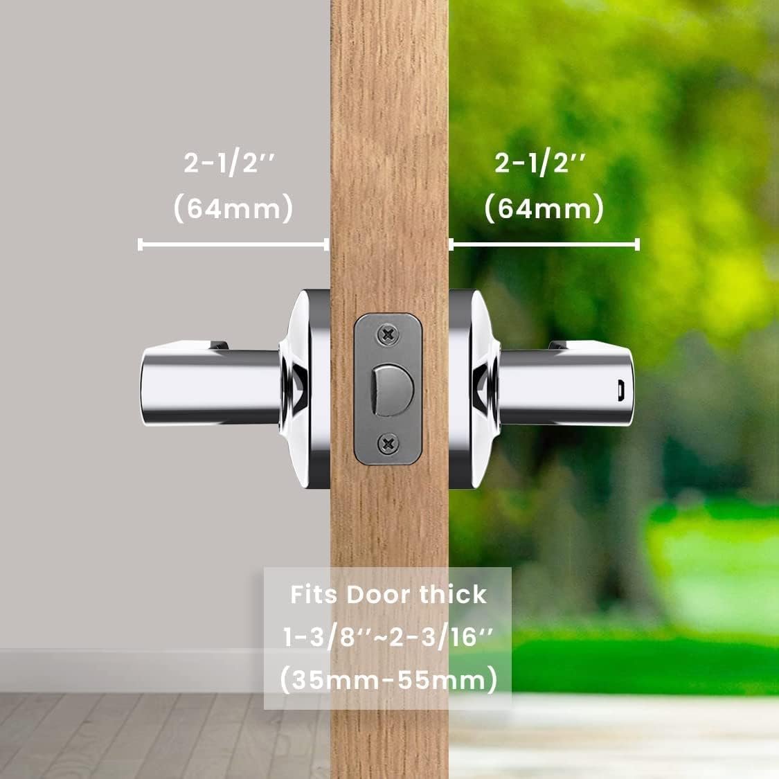 Smart Door Handle by GOURE, Fingerprint Door Lock with Keypads Password, Tuya App and Backup Keys, Easy to Install Ideally Suited for Office, Airbnb, Home [2024 New Upgrade]