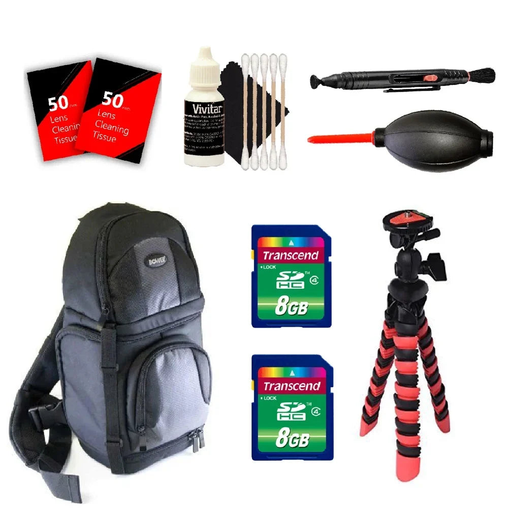 BackPack, Flexible Tripod, Cleaning Accessories, and Memory Cards For  Alpha A6000 A6500 A5000 A7R II A7S II And All  Digital Cameras