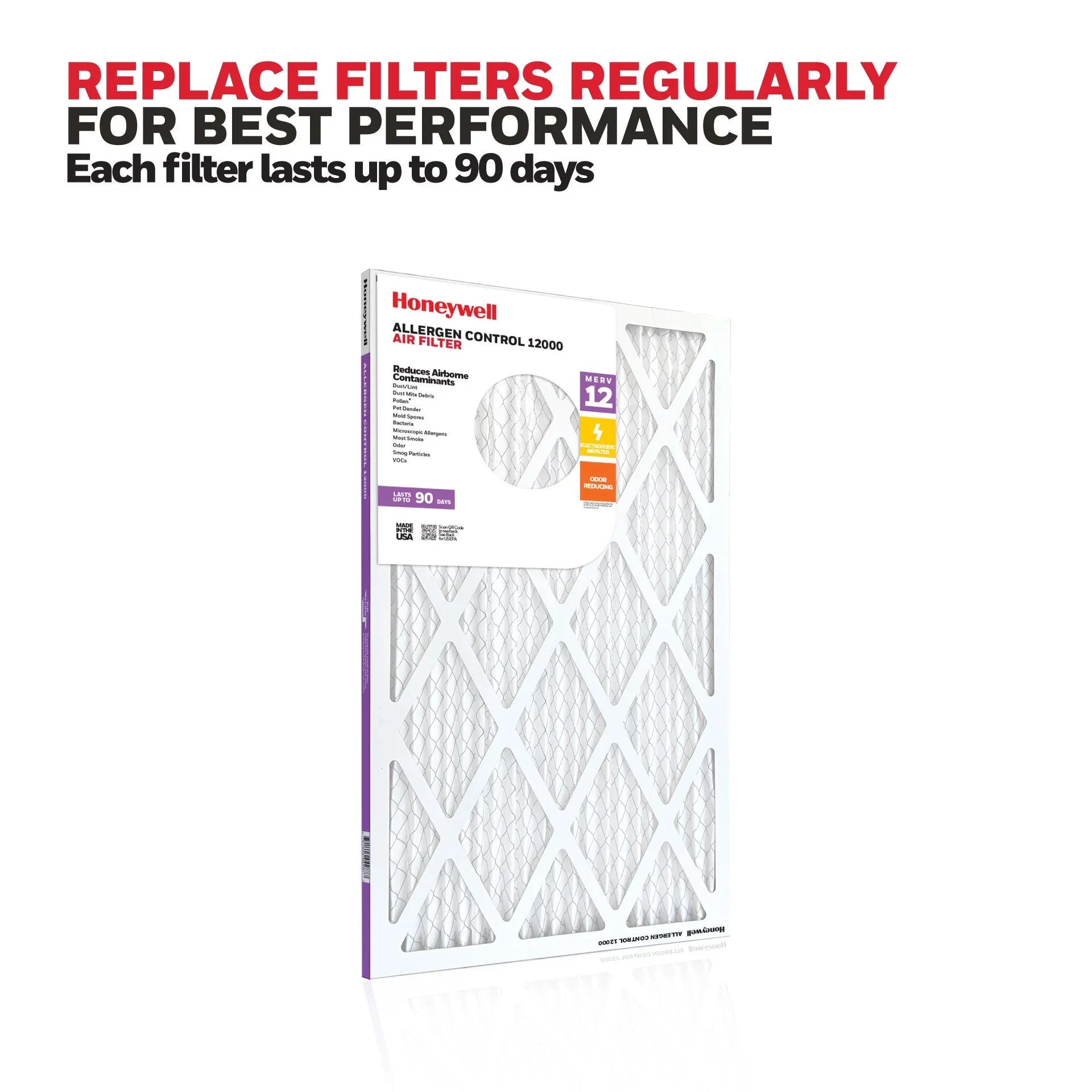 Honeywell 14x24x1 MERV 12 Pleated HVAC Furnace Air Filter- 12 Pack
