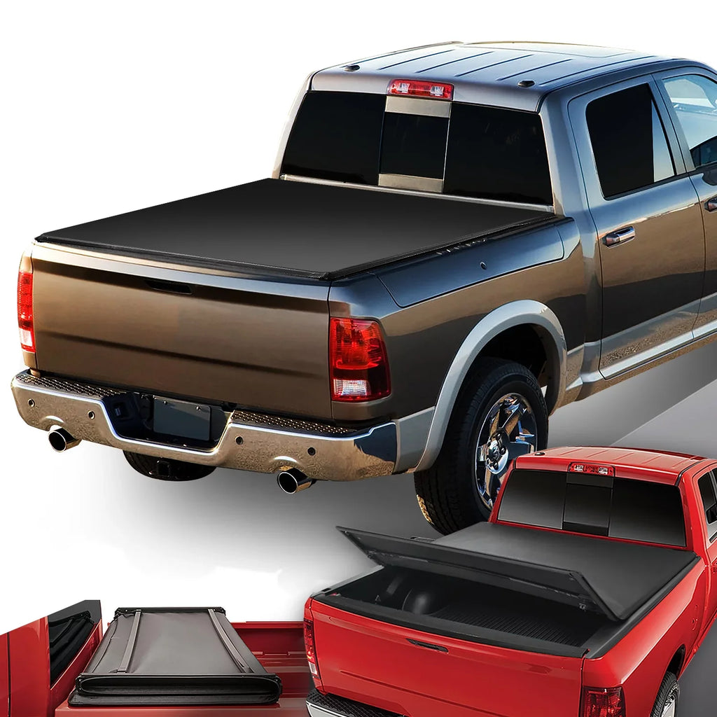 For 2009 to 2022 Dodge Ram 1500 2500 3500 6.5Ft Fleetside Bed Matte Black Soft Top Tri-Fold Adjustable Tonneau protector Kit