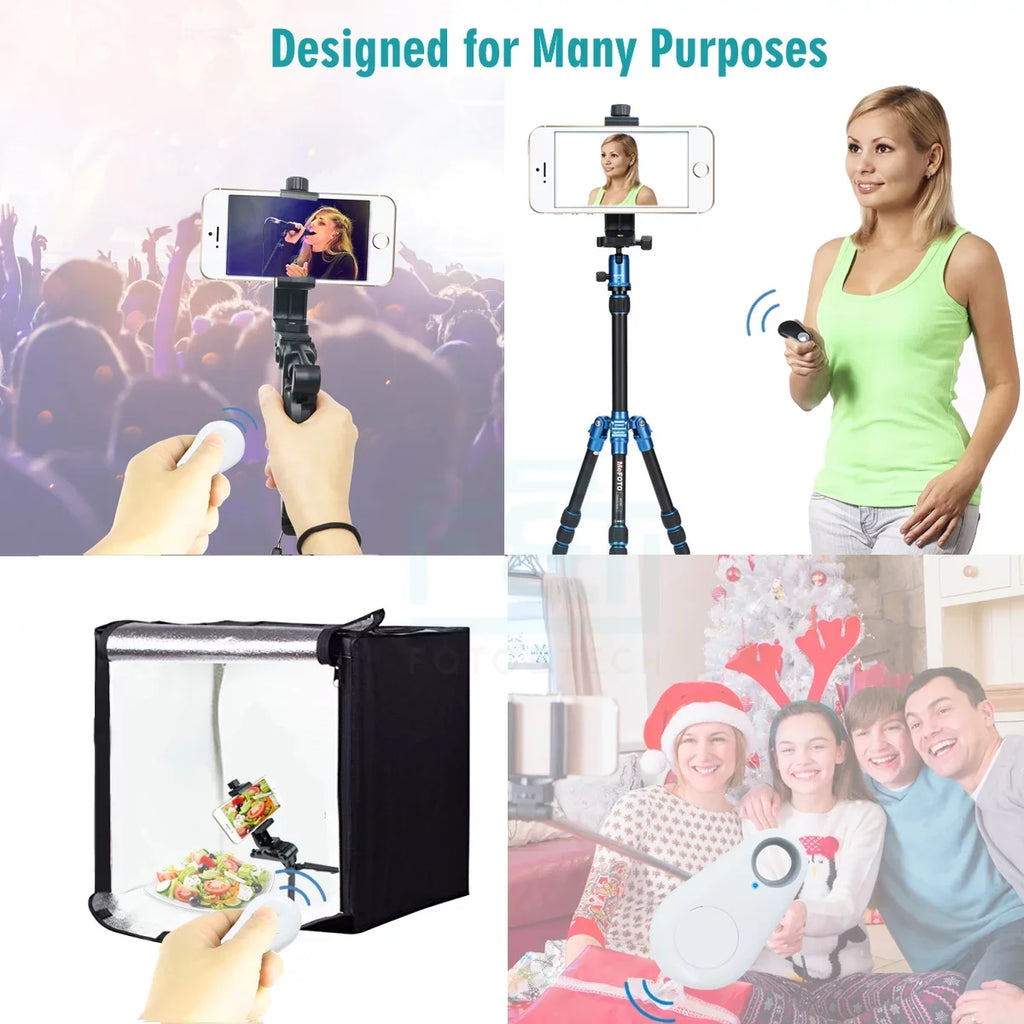 Foto&Tech 4in1 Wireless Remote Control Camera Video Shutter Release Selfie appropriate with iPhone 11 XR XS X 10 8 8+ 7 7+ 6 6s+ 5S 5C iPad Air Mini  Galaxy S10 S9 Edge S5 HTC Smartphone (White)