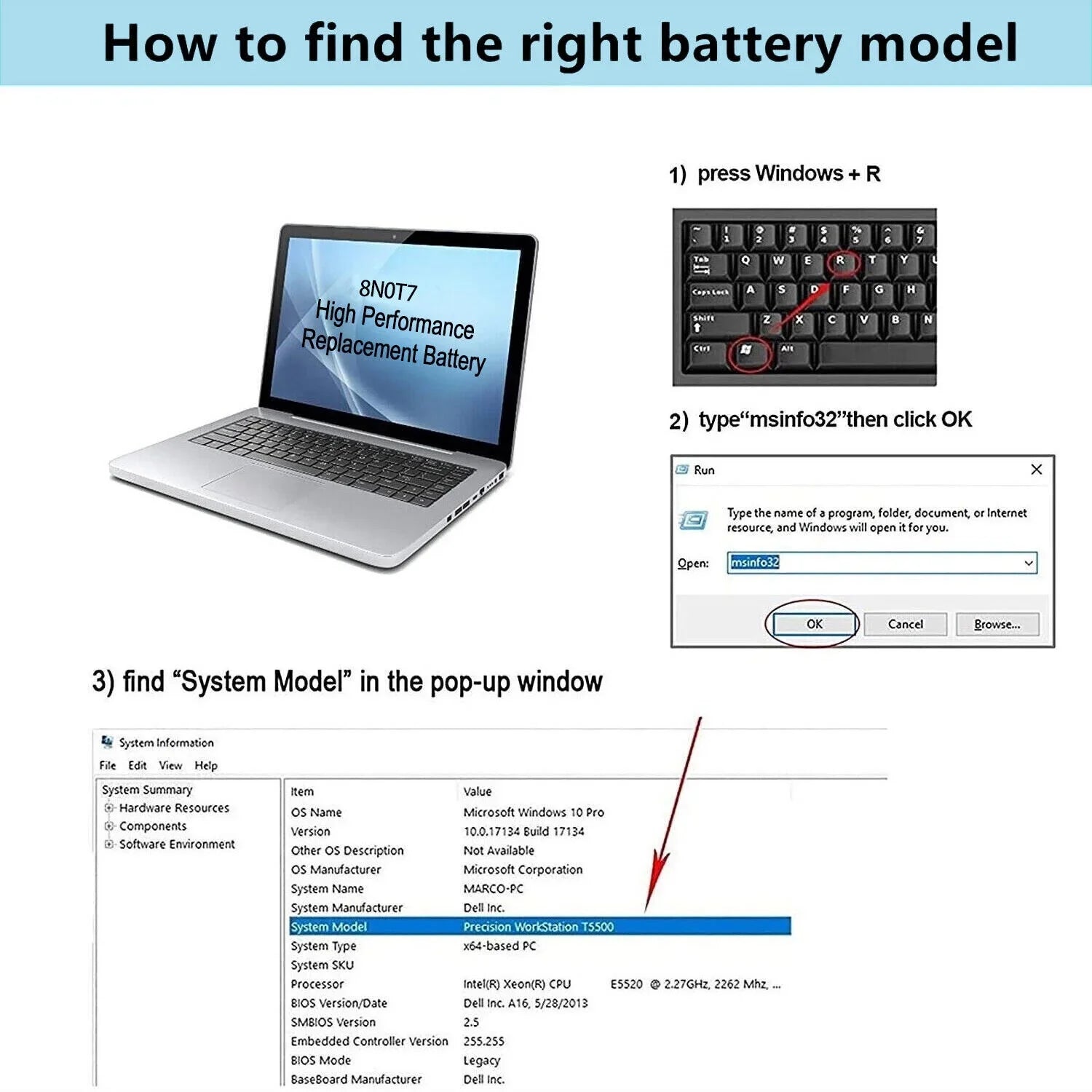 New 0TMFYT 8N0T7 Laptop Battery For  XPS 15 9575 P73F Precision 5530 2-in-1