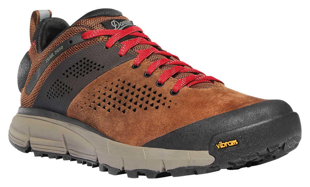 Refurbished Danner Trail 2650 Leather Hiking Shoes for Men - Brown/Red - 10.5M
