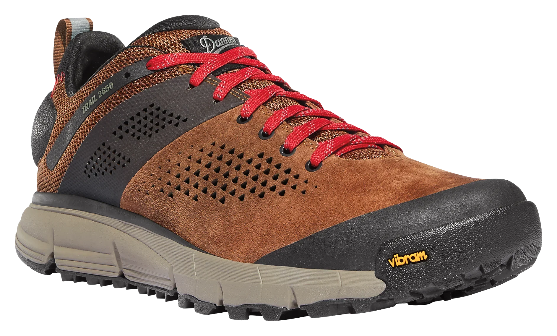 Refurbished Danner Trail 2650 Leather Hiking Shoes for Men - Brown/Red - 10.5M