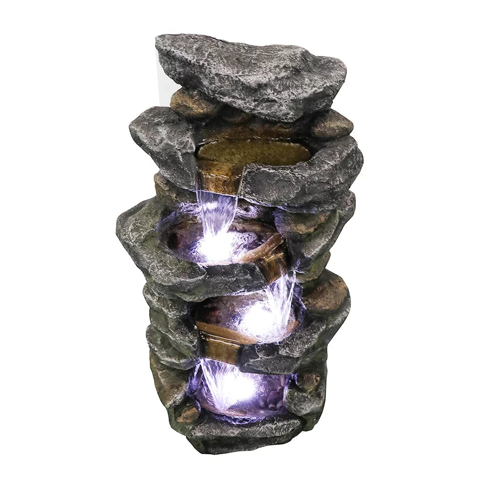 Kmowoo 40inches High Stacked Simulated Rock moisture Fountain with LED Lights