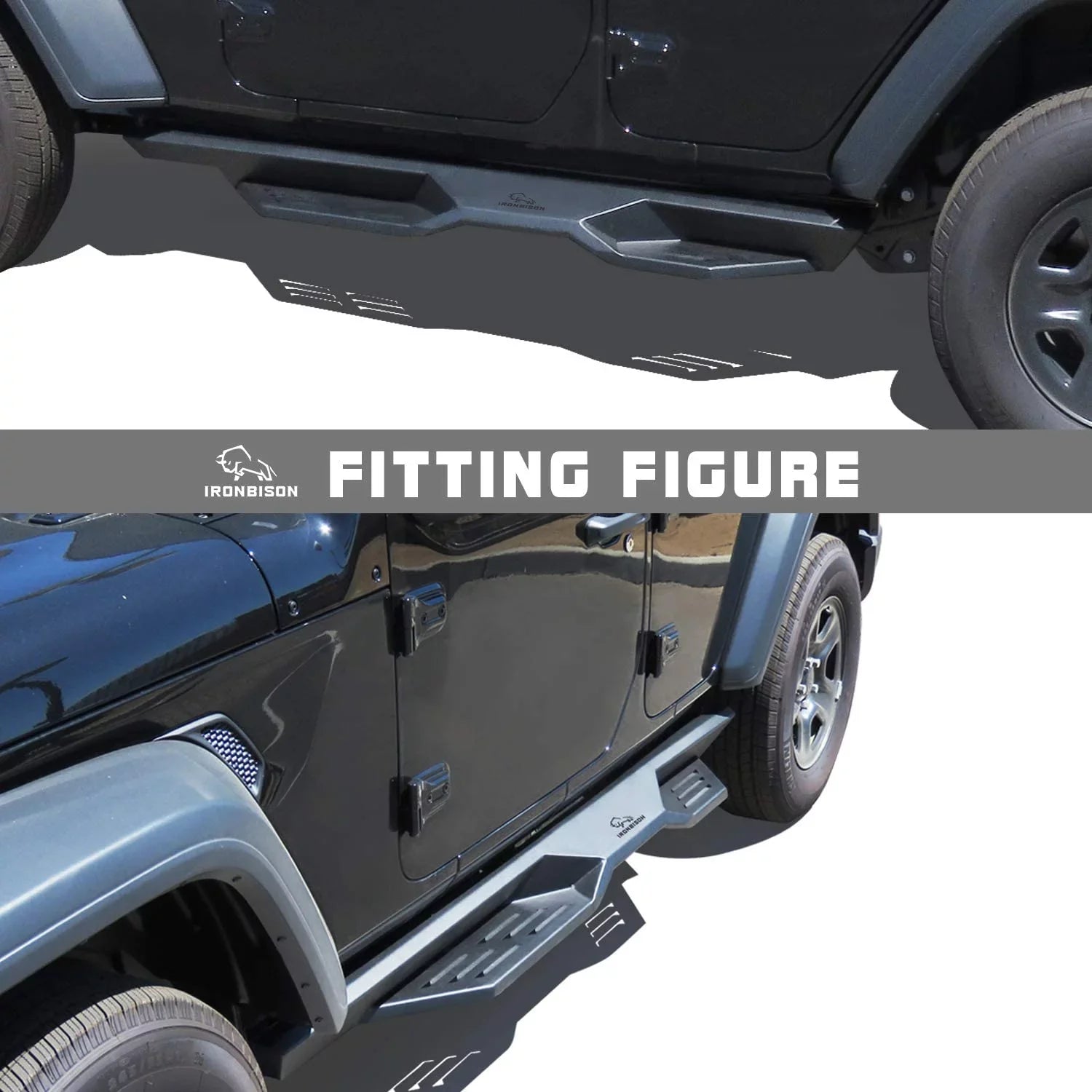 IRONBISON Defender Running Boards Fit 2018-2024 Jeep Wrangler JL 4 Door(Excluded 2018 Wrangler JK) SUV 5" Drop Side Steps Nerf Bars Rock Slider Fine Texture Black(2pcs)