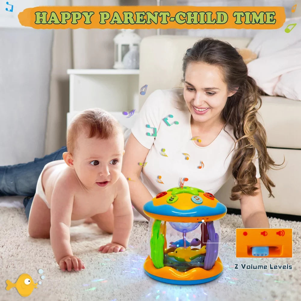 Baby Toys 6 to 12 Months, Educational Learning Toys Rotating Projector Drum with Melodies , Musical Light up Toys for Toddlers 1 2 3+ Year Old Boys Girls Baby Gifts