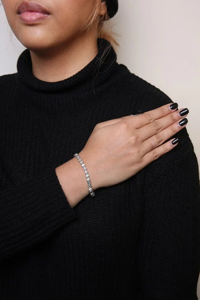 Haus of Brilliance .925 Sterling Silver 1/10 Cttw Womens Miracle Set Round cut Box Clasp Diamond and Bead Link 7.25" Tennis Bracelet (I-J Color, I2-I3 Clarity)