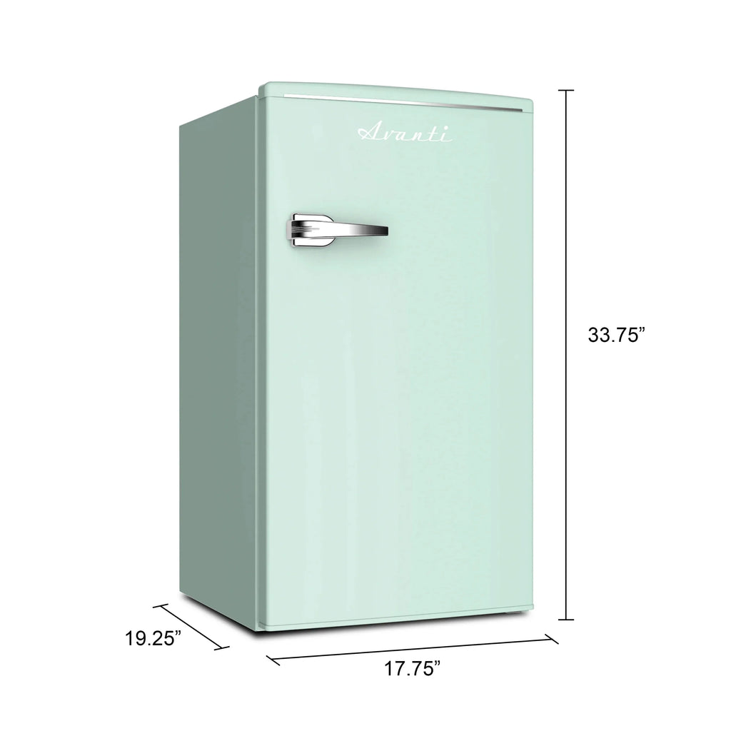 ft., in Seafoam Green (RMRS31X7G-IS). Avanti Retro Series Compact Refrigerator, Mini-Fridge, 3.1 cu