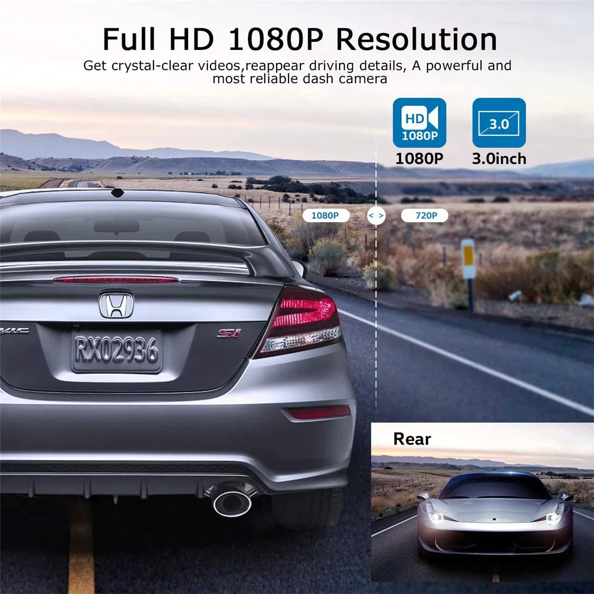 ORSKEY Dash Cam 1080P Full HD Car DVR Dashboard Camera Video Recorder in Car Camera Dashcam for Cars 170 Wide Angle WDR with 3.0" LCD Display Night Vision G-Sensor