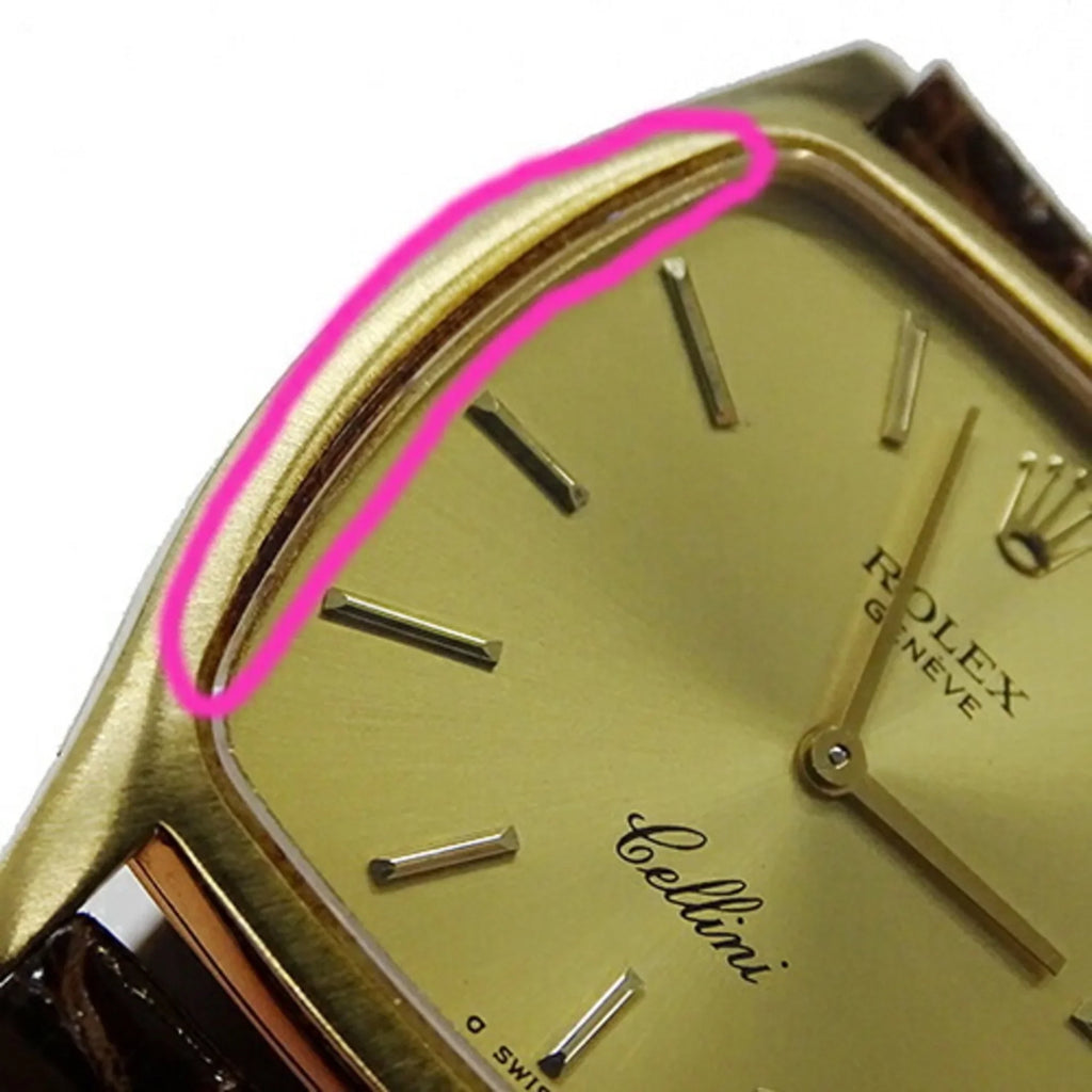 Authenticated Used Rolex ROLEX Cellini 3805 Cal.1600 watch men's hand winding 750YG leather gold brown polished