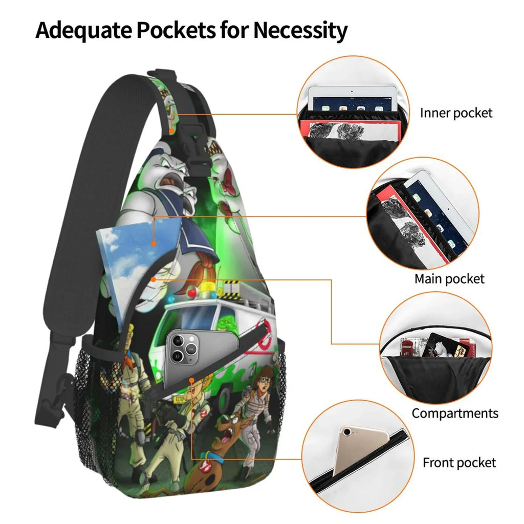 Scooby Ghostbusters Sling Bag Crossbody Backpack Chest Bags Diagonally Travel Daypack For Women Men Adults Teen