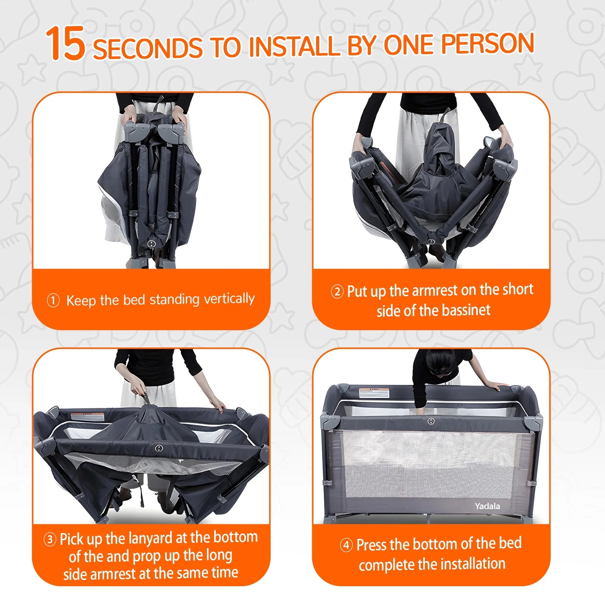 Yadala Baby Playard, One-Press Setup Pack n Play, Portable Playpen for Newborn Baby Toddler