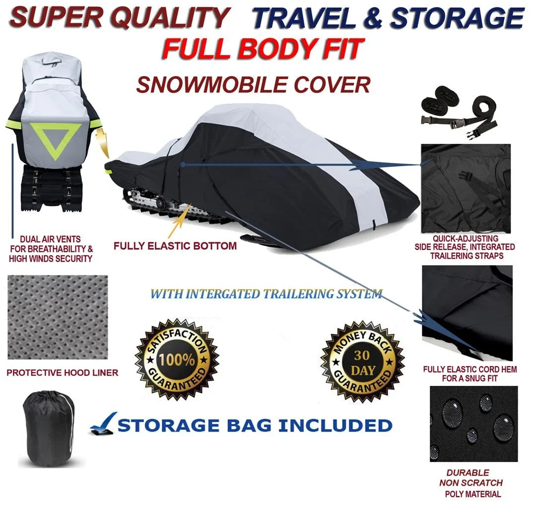 600 Denier Full Fit Snowmobile Travel and Storage protector suitable for the 1998-1999 Arctic Cat Model Jag 440 Deluxe Snowmachine Sled.