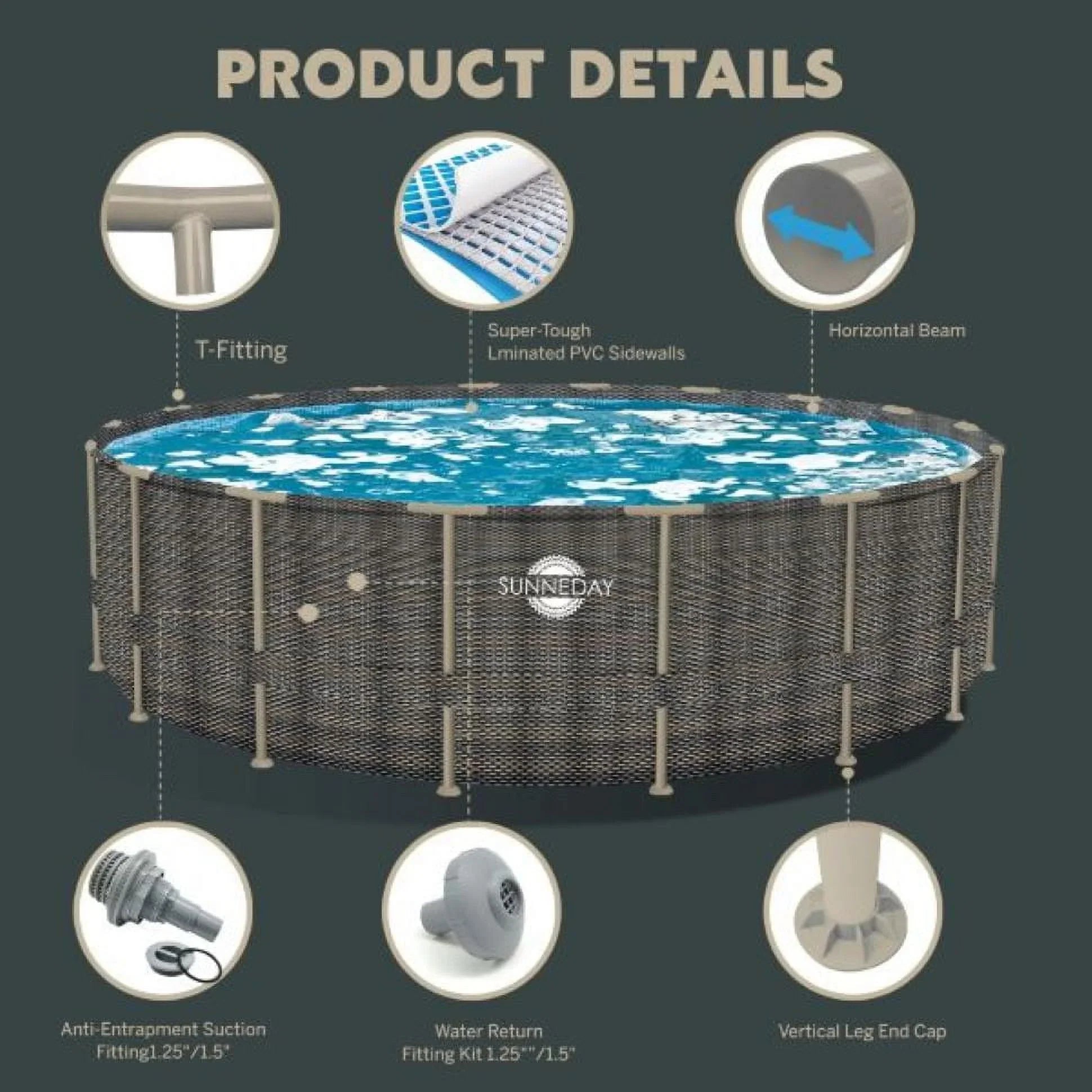 Round x 52 in.. Sunneday Oasis Rattan Soft-Sided Pool 24 ft