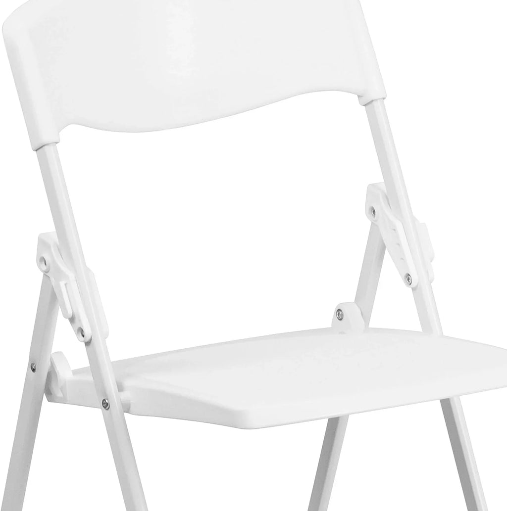 Capacity Heavy Duty White Plastic Folding Chair With Built-In Ganging Brackets. HERCULES Series 500 Lb