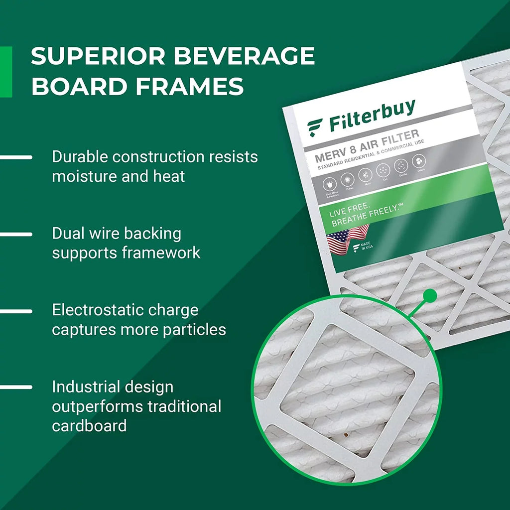 Filterbuy 12x27x1 MERV 8 Pleated HVAC AC Furnace Air Filters (4-Pack)
