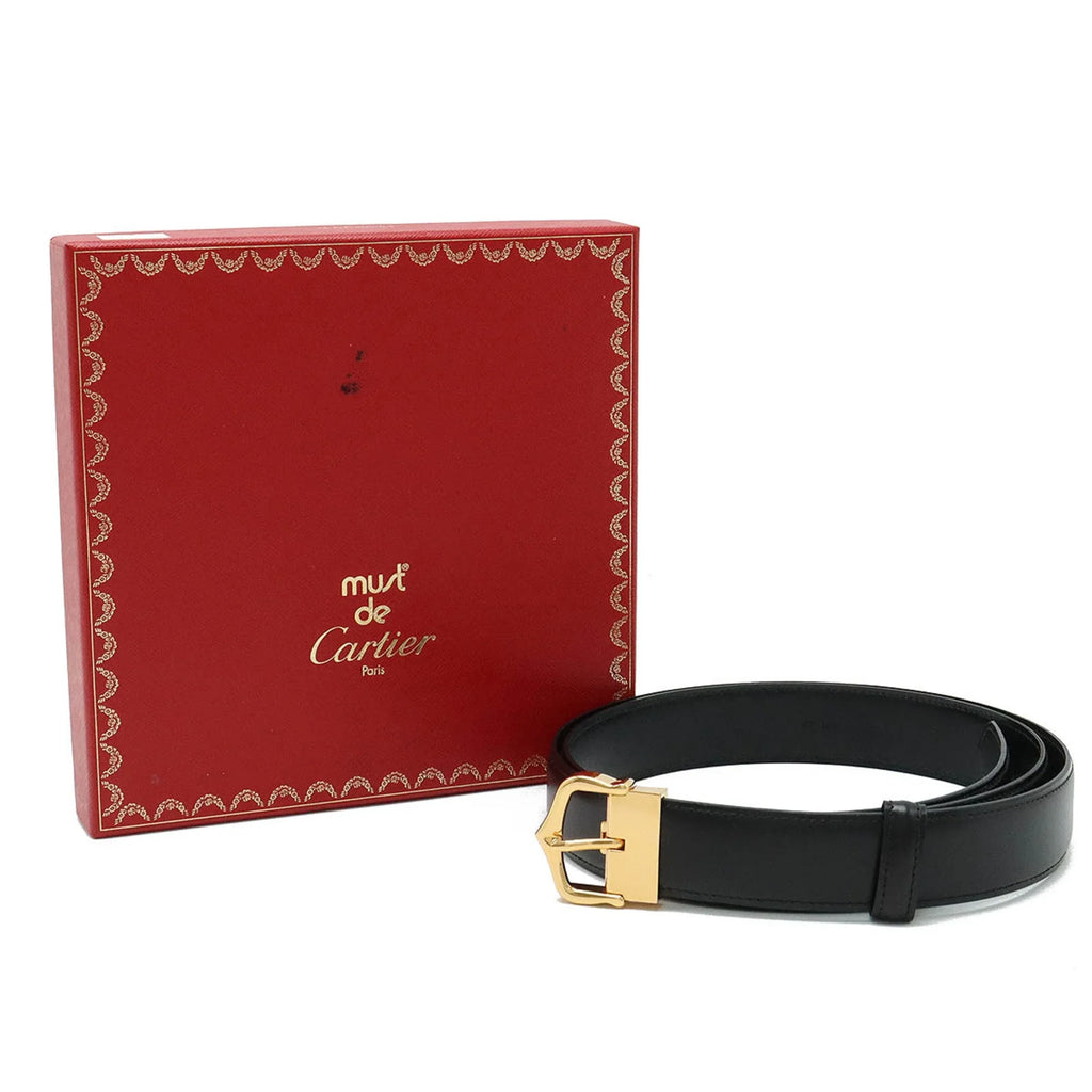 109.5cm L5000011 (Like New). Pre-Owned Cartier Belt Leather Black Actual size approx