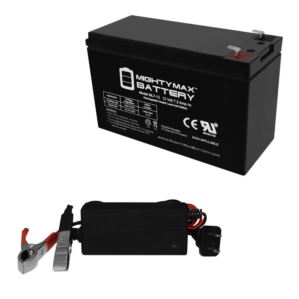 12V 7.2AH Battery Replaces Sea-Doo ZS06, EVX1272F2 + 12V 1Amp Charger