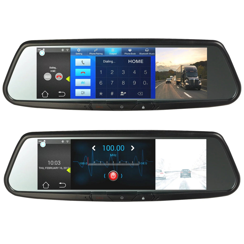 Audiovox RVM740SM 7.8 Inch Smart Mirror with Built In Bluetooth and Dash Cam DVR