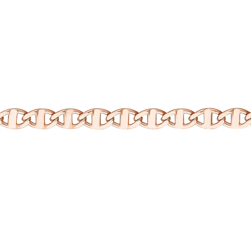 14K Rose Gold Women's 9"-10" Adjustable 2.20mm Flat Mariner Link Anklet