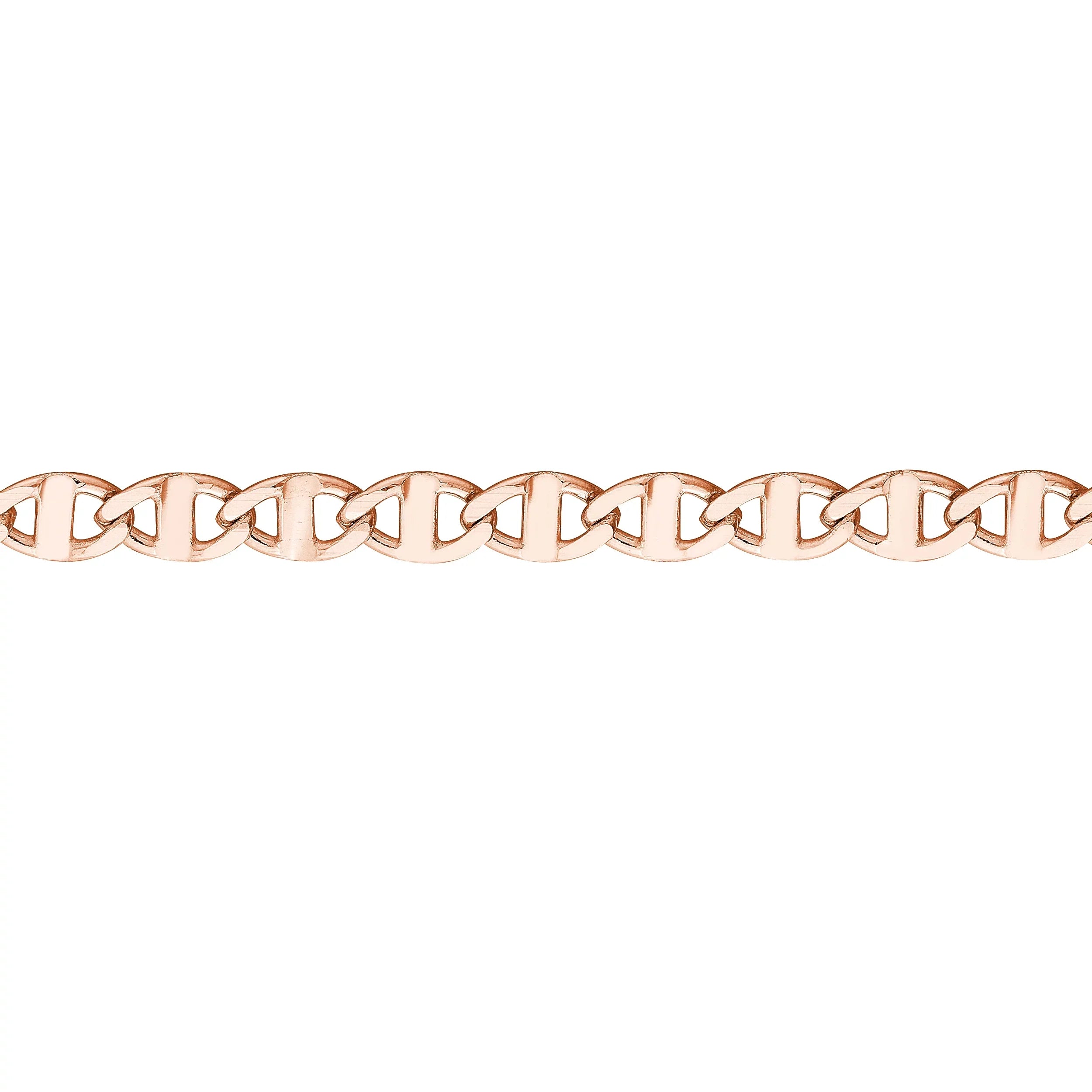 14K Rose Gold Women's 9"-10" Adjustable 2.20mm Flat Mariner Link Anklet