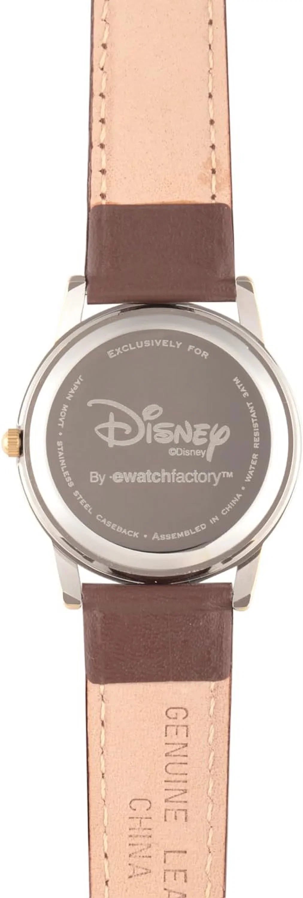 Disney Minnie Mouse Women's Two Tone Cardiff Alloy Watch, Brown Leather Strap, W002770