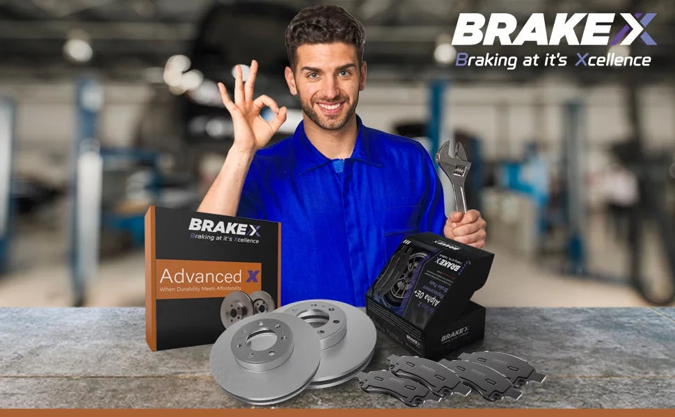 [Rear] Brake X Advanced X Replacement Disc Rotors and Premium Ceramic Brake Pads Kit | 6 Piece Set | For 2003 Jeep Liberty 3.7