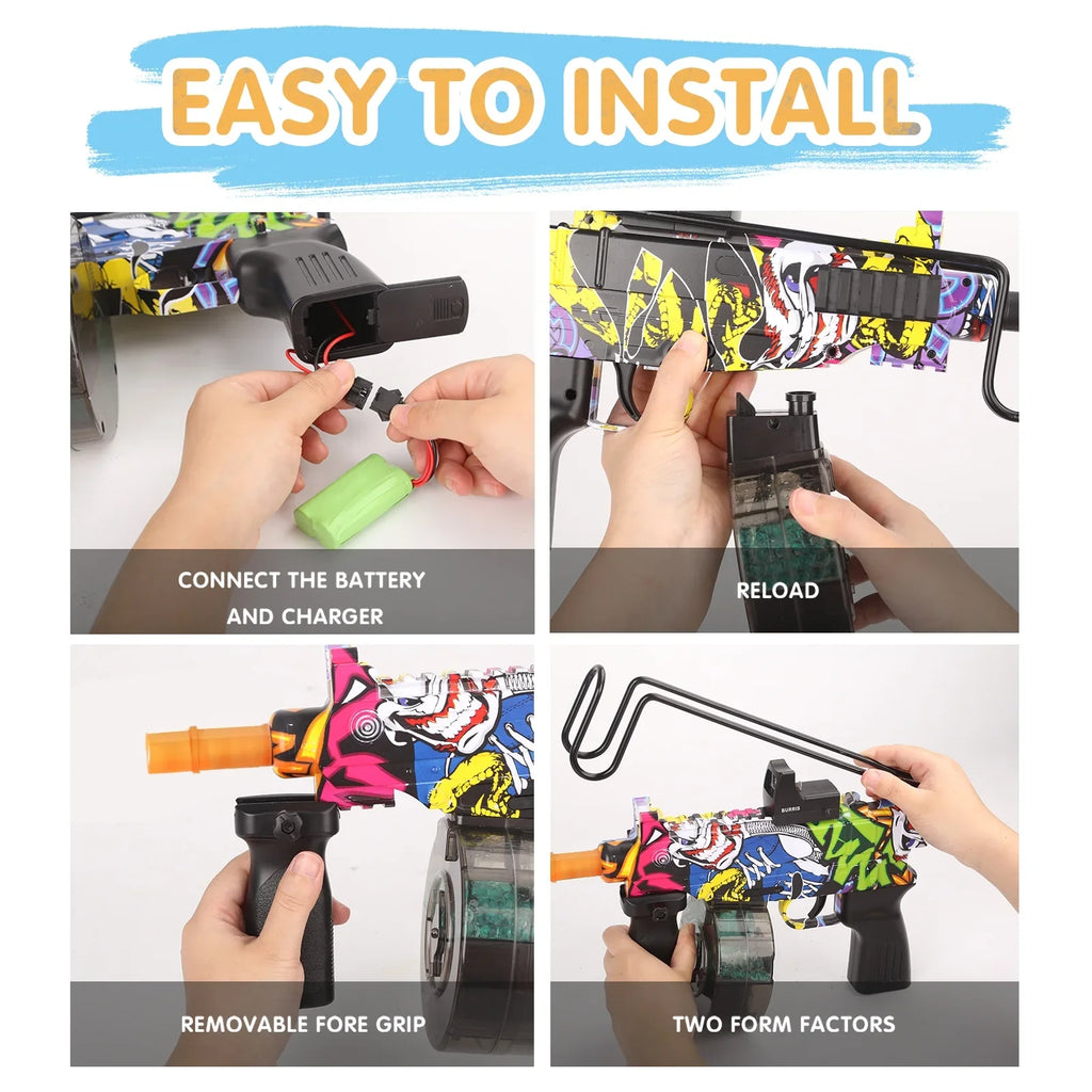 Yimore Toys Gel Ball Blaster Automatic Splatter Balls Gun with 15,000 aqua Beads for Out Door Activity , Backyard Games for Kids&Adult Ages 12+