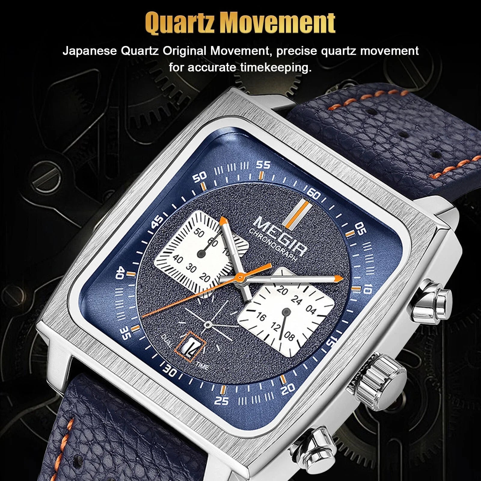 MEGIR Waterproof Men's Quartz Watch Leather Luminous Business Chronograph Luxury