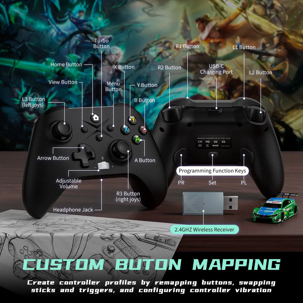 Bonacell Xbox Controller Wireless, (Watch Video to Update XBOX)Game Controller for Xbox one, Xbox One S/X, Xbox Series X/S Consoles, with Dual Vibration/Stable Connection/3.5mm Headphone Jack